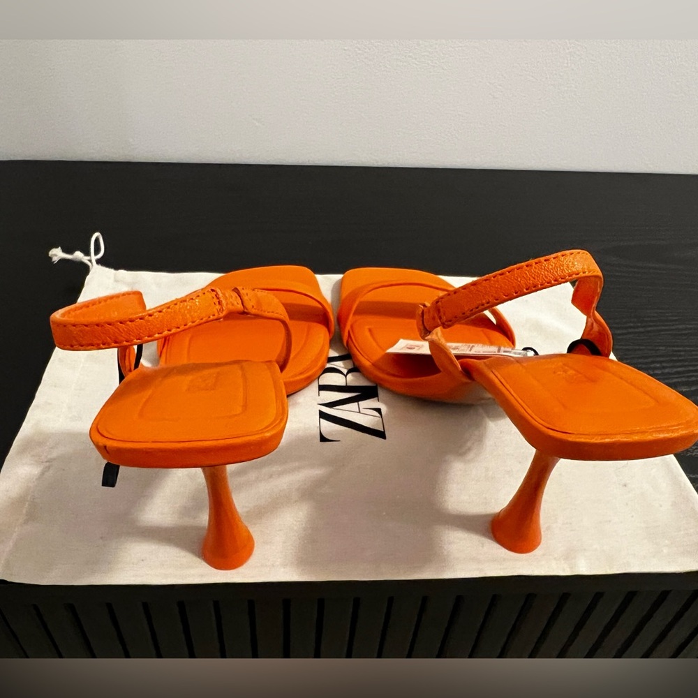Zara Women's Bright Orange Heels - Picture 3 of 4
